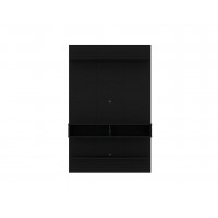 Manhattan Comfort 237BMC8 Libra Long Floating 45.35 Wall Entertainment Center with Overhead Shelf in Black